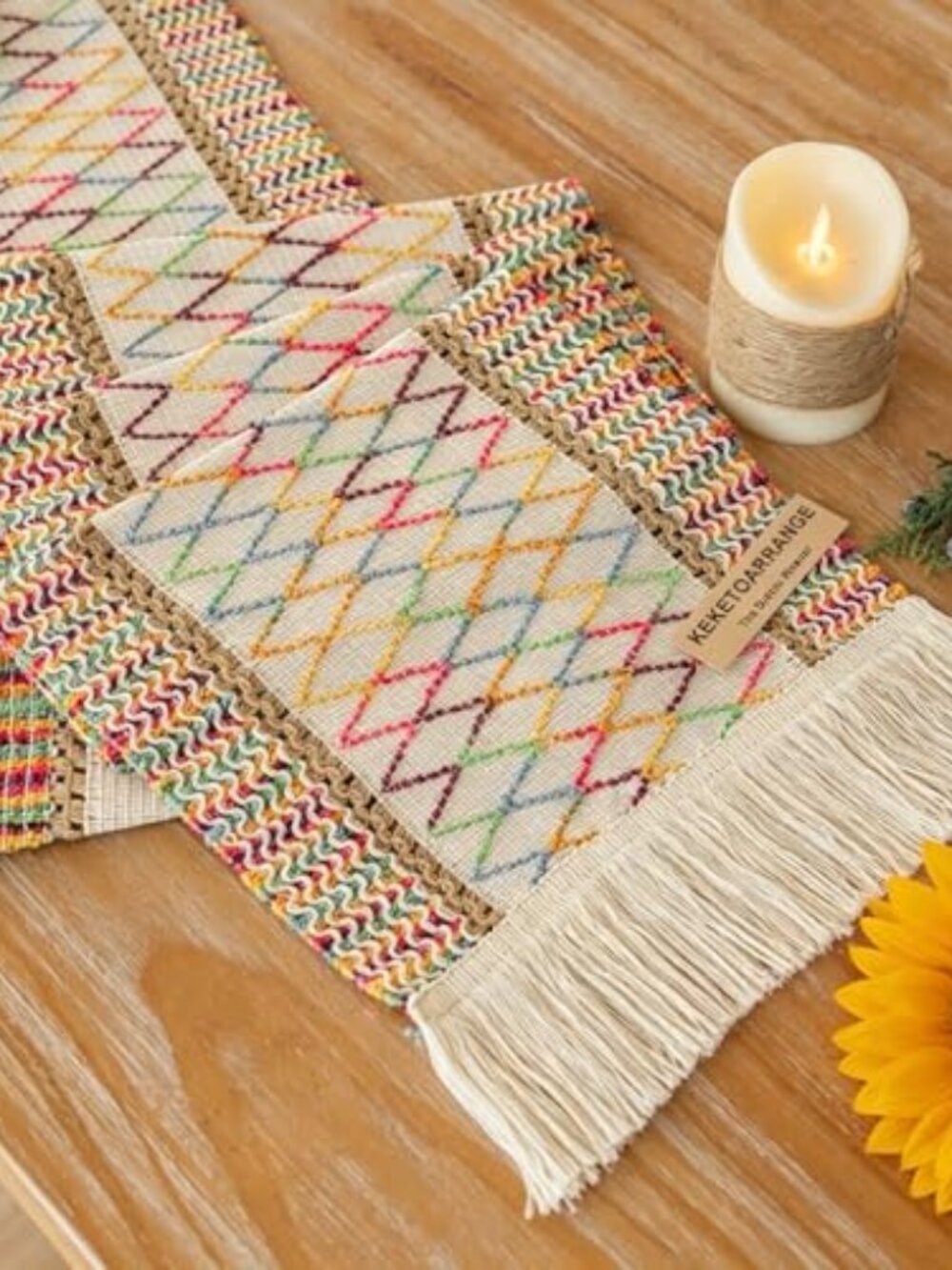 New - Boho Summer Table Runner Colorful for Home Decorations 12x90 Inches